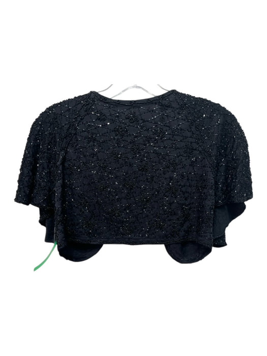 Nicola Finetti Size M Black Silk Short Sleeve Beaded Bolero Jacket Black / M