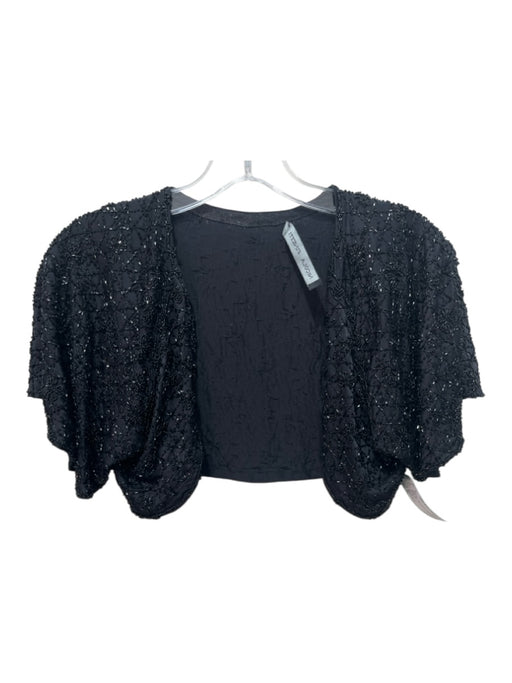 Nicola Finetti Size M Black Silk Short Sleeve Beaded Bolero Jacket Black / M