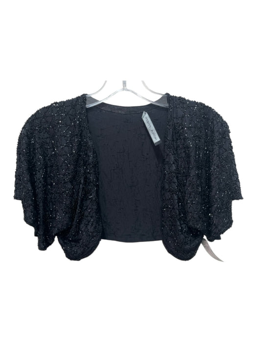 Nicola Finetti Size M Black Silk Short Sleeve Beaded Bolero Jacket Black / M