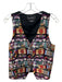 Nicole Miller Size M Red, Black & Multi Silk Print Block Button Up Vest Vest Red, Black & Multi / M