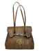 Clarita Handmade Brown & Tan Leather Croc Silver Hardware Flap shoulder bag Bag Brown & Tan / Small