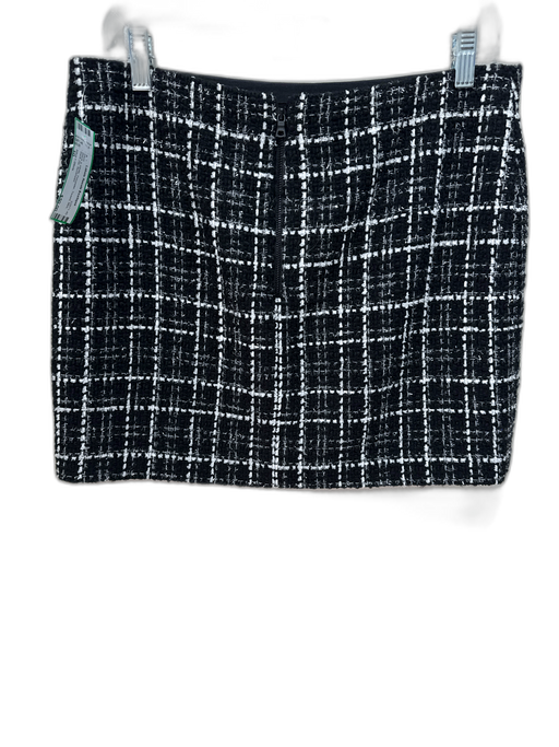 Alice + Olivia Size 10 Black & White Polyester Tweed Mini Back Zip Skirt Black & White / 10