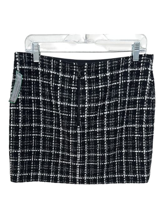 Alice + Olivia Size 10 Black & White Polyester Tweed Mini Back Zip Skirt Black & White / 10