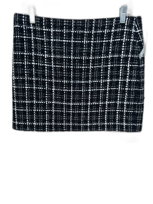 Alice + Olivia Size 10 Black & White Polyester Tweed Mini Back Zip Skirt Black & White / 10