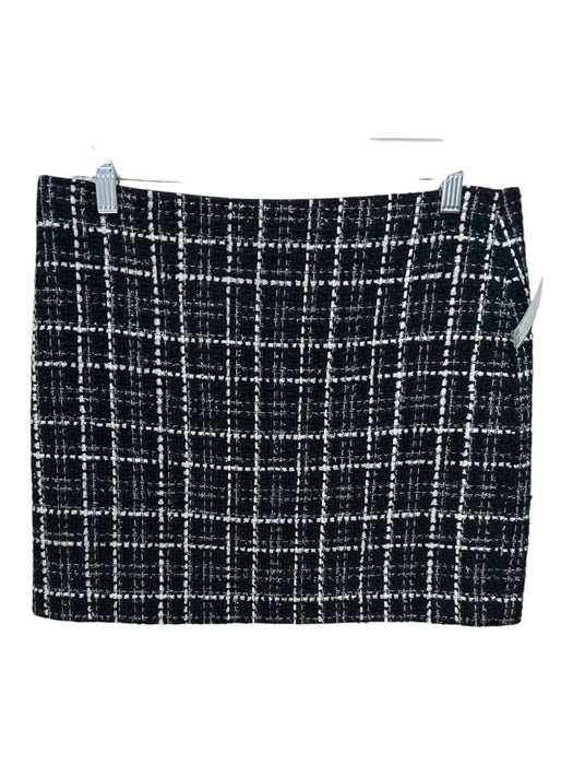 Alice + Olivia Size 10 Black & White Polyester Tweed Mini Back Zip Skirt Black & White / 10