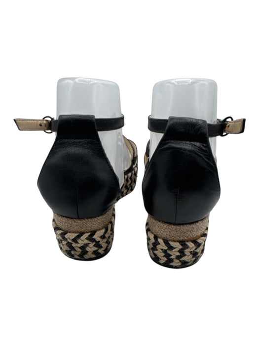 Adrienne Vittadini Shoe Size 7.5 Black & Beige Leather Espadrille Sandals Black & Beige / 7.5