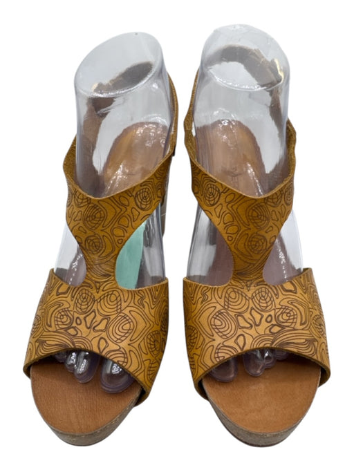Unity In Diversity Shoe Size 39 Yellow & Brown Leather & Cork Wood Pumps Yellow & Brown / 39
