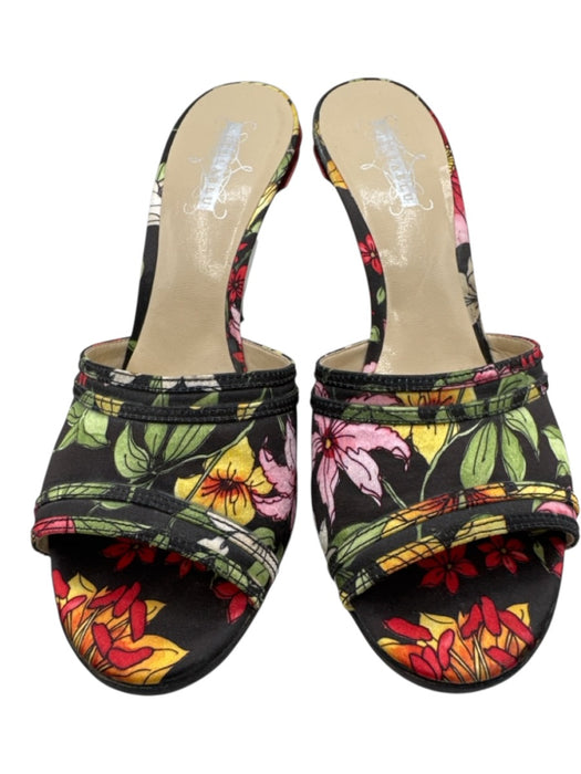 Stellablu Shoe Size 8 Black & Multi Floral Open Toe Stiletto Pumps Black & Multi / 8