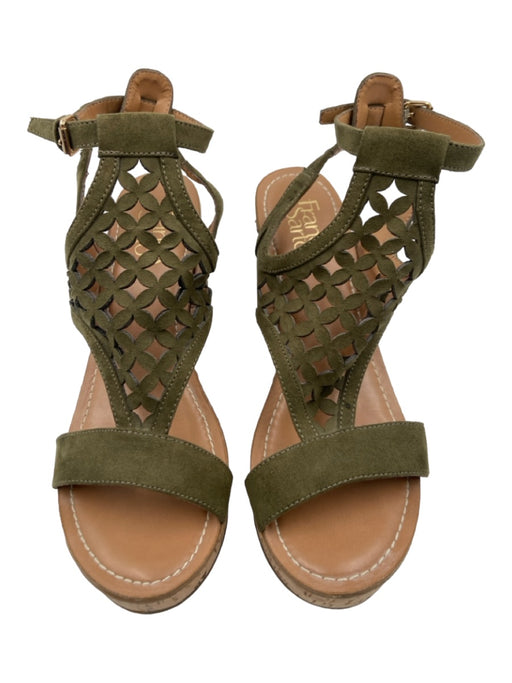 Franco Sarto Shoe Size 7.5 Green & Beige Leather Suede Wedges Green & Beige / 7.5
