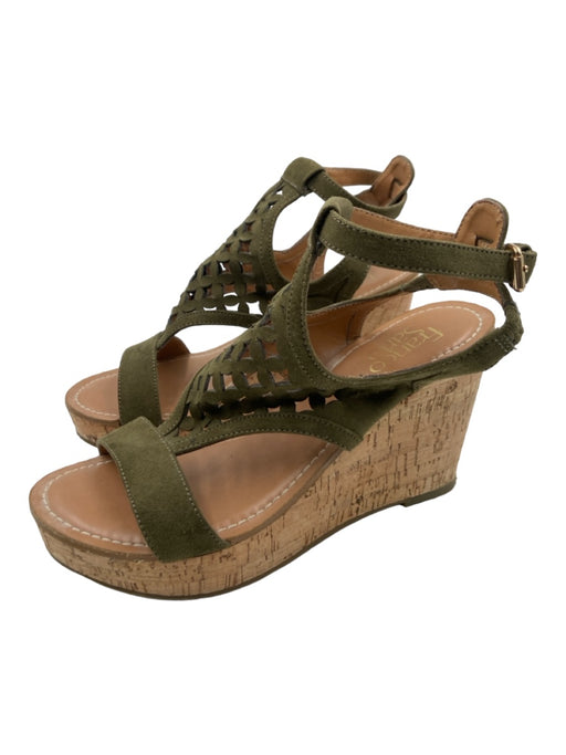 Franco Sarto Shoe Size 7.5 Green & Beige Leather Suede Wedges Green & Beige / 7.5
