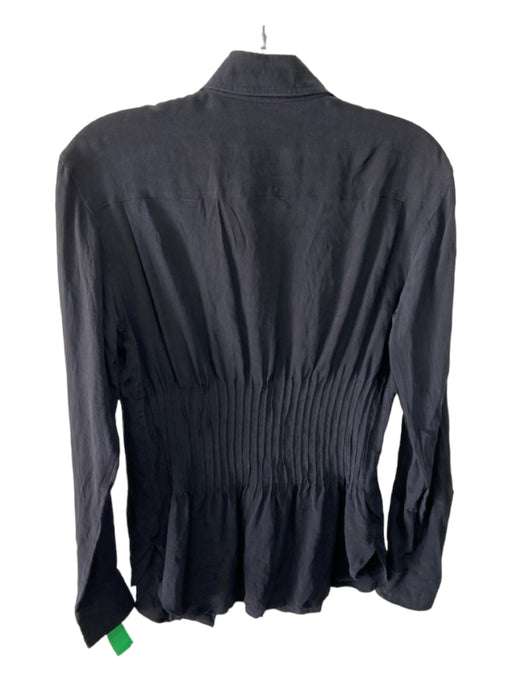 Yves Saint Laurent Size Est Small Black Missing Fabric Button Up Long Sleeve Top Black / Est Small