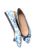 Margaux Shoe Size 37.5 White & Blue Sateen Botanical Bow Pointed Toe Flats White & Blue / 37.5