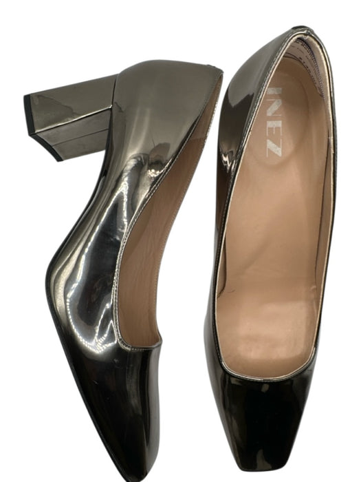 INEZ Shoe Size 10 Silver Chrome Square Toe Block Heel Shoes Silver / 10