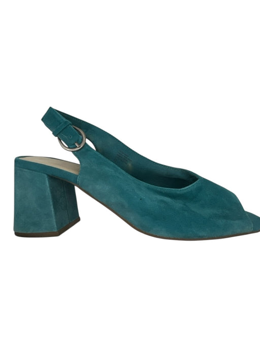 Seychelles Shoe Size 10 Teal Suede open toe Slingback Block Heel Shoes Teal / 10