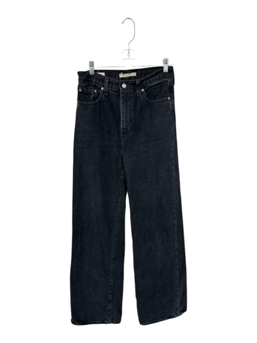 Levi's Size 28 Black Cotton High Waist Wide Leg Jeans Black / 28