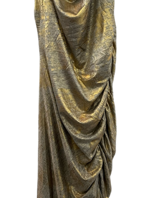 By Anthropologie Size L Gold Metallic Mock Neck Sleeveless Gown Gold / L