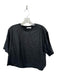 Simkhai Size L Black Cotton Blend Short Sleeve Crew Neck Shimmer Cropped Top Black / L