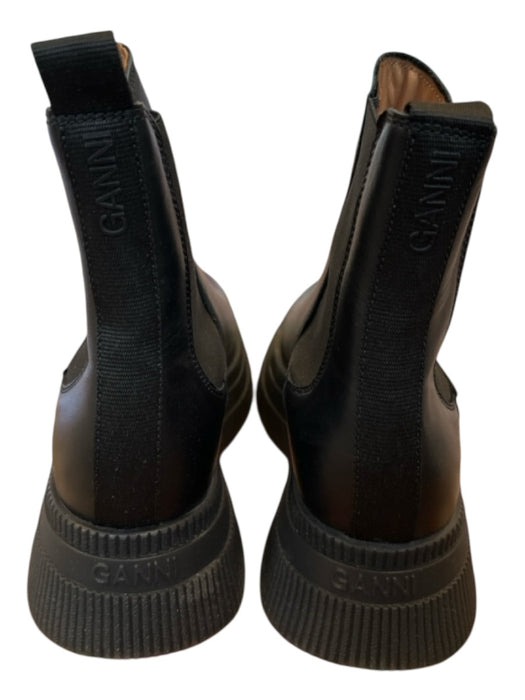 Ganni Shoe Size 41 Black Leather Platform Lug Boots Black / 41