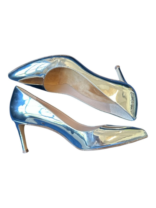 INEZ Shoe Size 10M Silver Leather Metallic Stiletto Pointed Toe Pumps Silver / 10M
