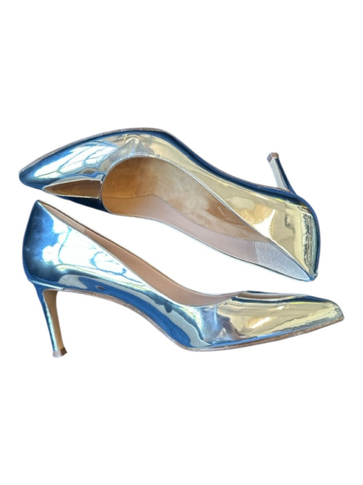INEZ Shoe Size 10M Silver Leather Metallic Stiletto Pointed Toe Pumps Silver / 10M