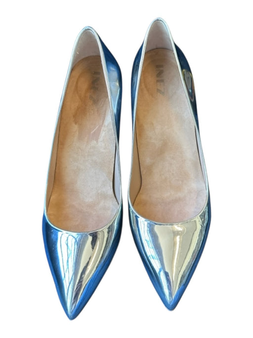 INEZ Shoe Size 10M Silver Leather Metallic Stiletto Pointed Toe Pumps Silver / 10M