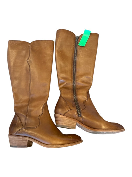 Frye Shoe Size 8B Brown Leather Side Zip Knee High Boots Brown / 8B