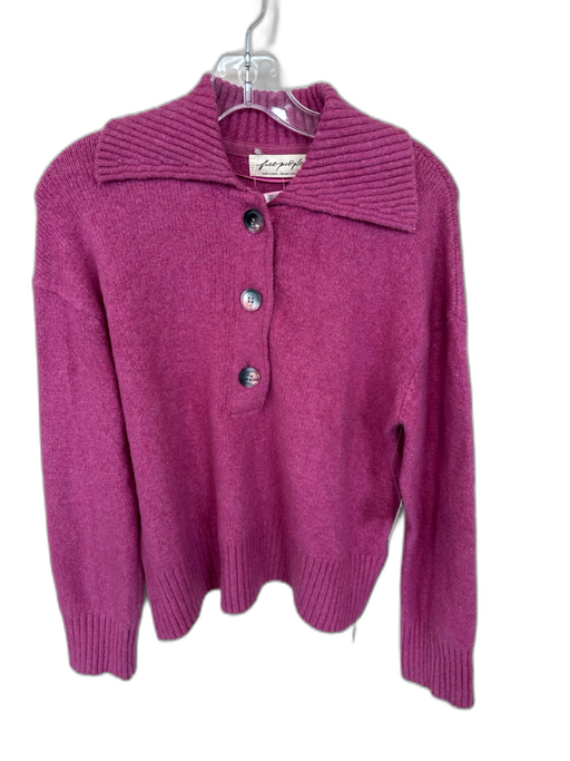 Free People Size XS Purple Cotton Blend Collar Knit Buttons Sweater Purple / XS