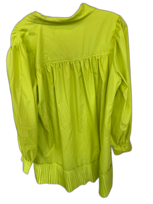 Mint Size L Chartreuse Polyester Blend Long Sleeve Collar Buttons Pleated Dress Chartreuse / L