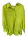 Mint Size L Chartreuse Polyester Blend Long Sleeve Collar Buttons Pleated Dress Chartreuse / L