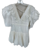 Fancy D Size Est M White Cotton 3/4 Sleeve Lace Detail Back Zip Dress White / Est M