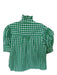 Navy Bleu Size L Green & White Cotton Gingham High Neck Ruffle Top Green & White / L