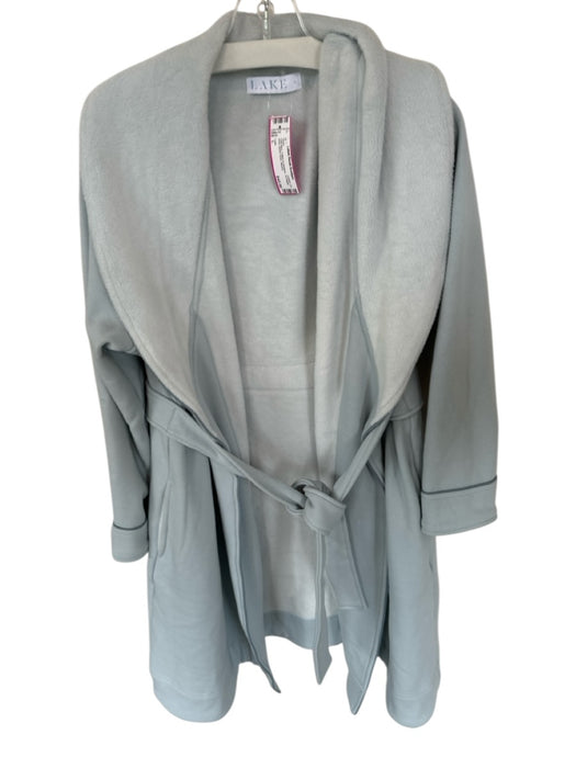 Lake Size L Pale Blue Cotton & Elastane Tie Waist lined Below Knee Robe Pale Blue / L
