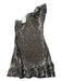 Entro Size S Black & Silver Nylon Blend One Shoulder Metallic Ruffles Dress Black & Silver / S