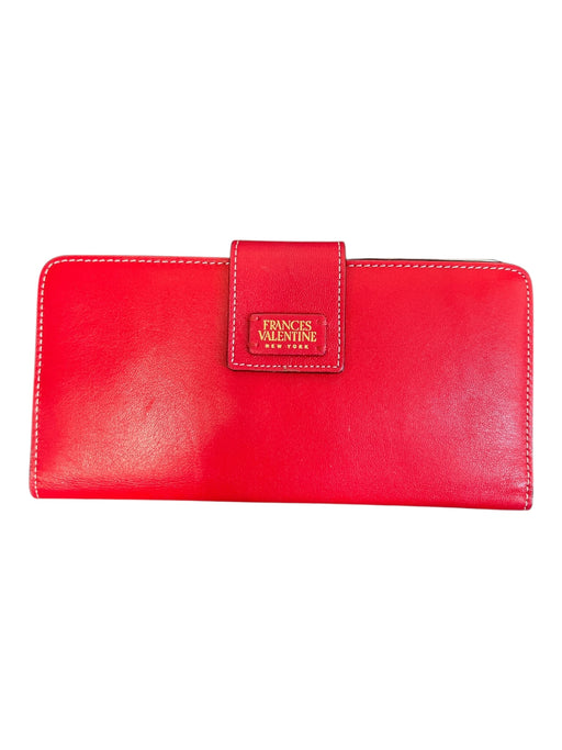 Frances Valentine Red Leather Snap Closure Zip Pocket Gold Hardware Wallets Red