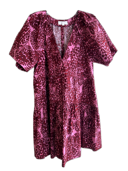 A.L.C. Size 4 Pink 100% Cotton V Neck Short Sleeve Pockets Mini Dress Pink / 4