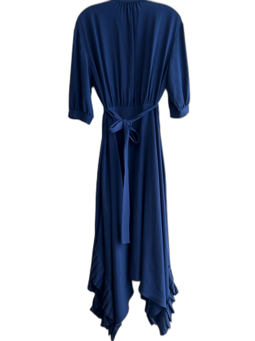 Stella McCartney Size 38 Navy Blue 100% Silk Mandarin Collar Solid Midi Dress Navy Blue / 38