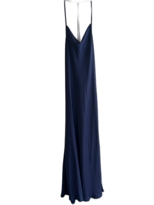 Open Edit Size M Navy Blue Polyester & Viscose Satin Adjustable Straps Dress Navy Blue / M
