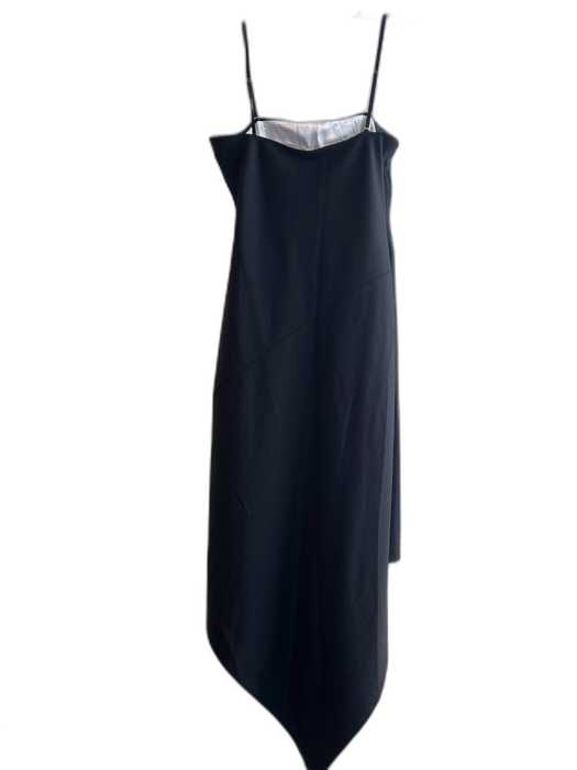 Helmut Lang Size 8 Black 100% Virgin Wool Lined Removable Straps Midi Dress Black / 8