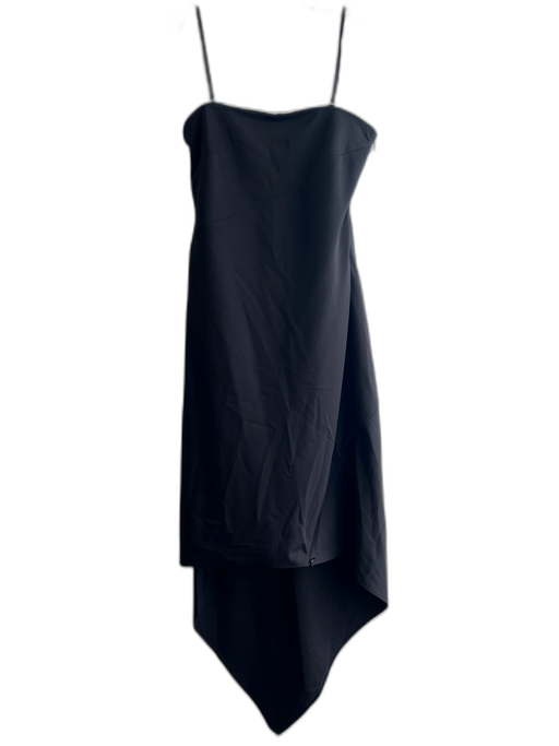 Helmut Lang Size 8 Black 100% Virgin Wool Lined Removable Straps Midi Dress Black / 8