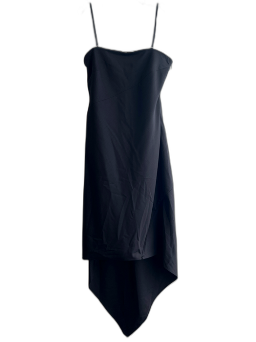 Helmut Lang Size 8 Black 100% Virgin Wool Lined Removable Straps Midi Dress Black / 8