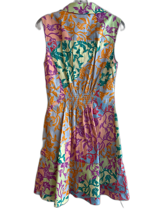 Derek Lam 10 Crosby Size 6 Multi Cotton & Spandex Tiered Notch Collar Mini Dress Multi / 6