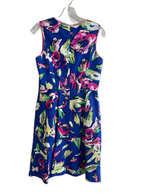 Shoshanna Size 6 Blue & Multi Cotton & Suede Lined Abstract Sleeveless Dress Blue & Multi / 6
