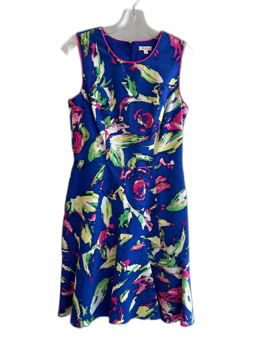 Shoshanna Size 6 Blue & Multi Cotton & Suede Lined Abstract Sleeveless Dress Blue & Multi / 6