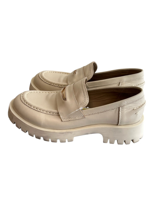 Steve Madden Shoe Size 7 Beige Leather Round Toe Lug sole Loafer Shoes Beige / 7