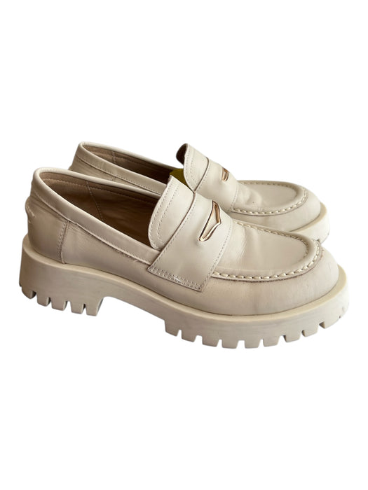Steve Madden Shoe Size 7 Beige Leather Round Toe Lug sole Loafer Shoes Beige / 7