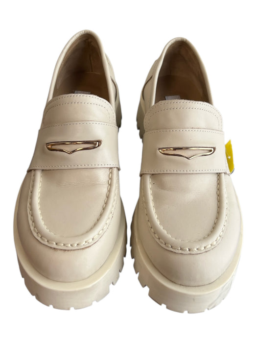 Steve Madden Shoe Size 7 Beige Leather Round Toe Lug sole Loafer Shoes Beige / 7