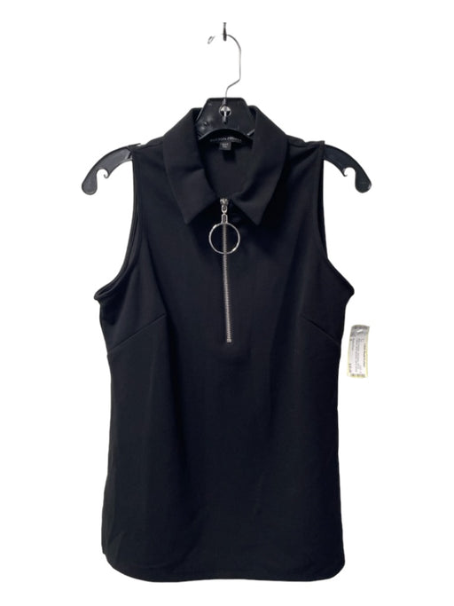 Boston Proper Size S Black Polyester Sleeveless Half Zip Collared Top Black / S
