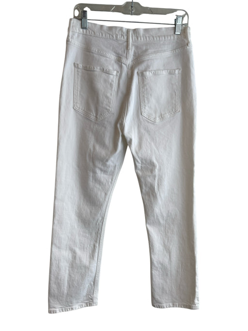 Agolde Size 28 White Cotton Blend 5 Pocket Button Fly Mid Rise Straight Jeans White / 28