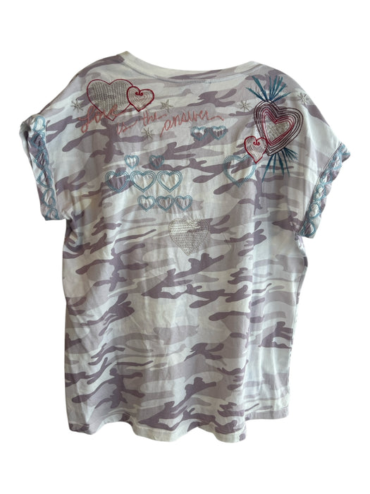 Johnny Was Size Small Lavender, white & multi Cotton Round Neck Short Sleeve Top Lavender, white & multi / Small