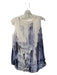 Go > Go Silk Size S White & Blue Silk Round Neck Sleeveless Tie Dye Pullover Top White & Blue / S